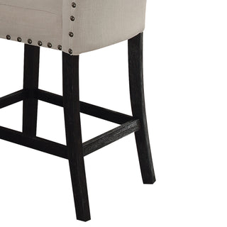 Sunvega Beige Counter Height Chair with Nailhead Trim and Padded Linen Seat