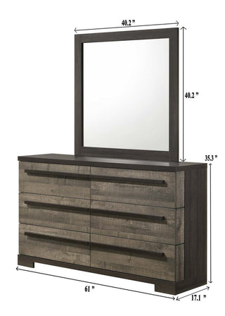 Sunvega Modern Ebony Gray Finish Wooden Six Drawer Dresser for Bedroom