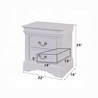 Sunvega Classic Louis Phillipe Style White Finish Two Drawers Nightstand Bedroom Furniture