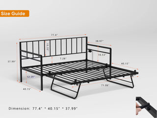 Sunvega Twin Daybed with Trundle Farmhouse Frame Sliding Barn Door Headboard Charging Station