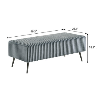 Sunvega Cream Wide Wale Corduroy Upholstered Accent Bench with Metal Legs