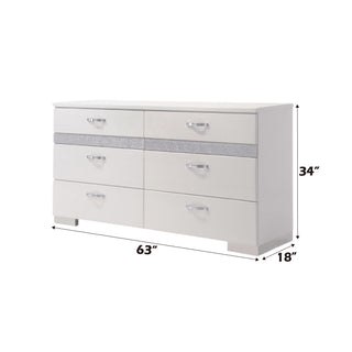 Sunvega Modern Dresser with Six Spacious Drawers and Built-in Jewelry Organizers