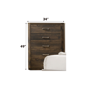 Sunvega Rustic Walnut Finish 5-Drawer Chest with Ample Storage Space
