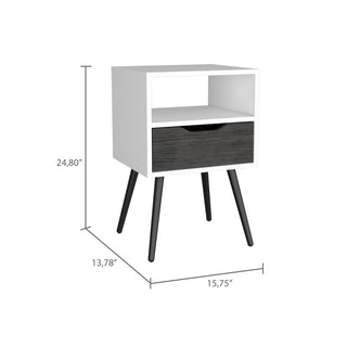 Sunvega Allie Nightstand with Superior Top One Drawer and Open Shelf