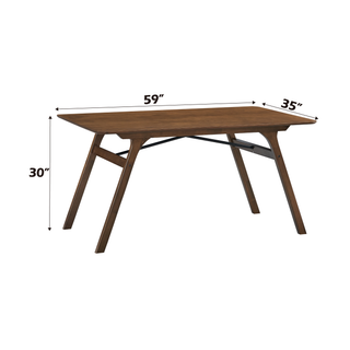 Sunvega Rectangular Walnut Finish Dining Table with Fixed Tabletop for Dining Space