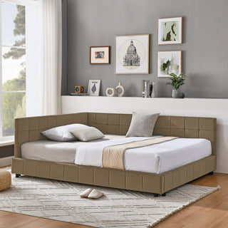 Full Size Upholstered Tufted  Bed Frame, Sofa Bed Frame with Comfortable Backrest and Armrests, Full Size Bed for Bedroom, Living Room,Velvet, Black(80.5''*59''*30.5'')
