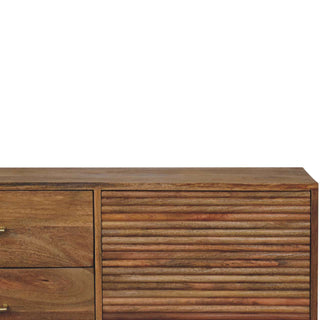 Sunvega Solid Mango Wood Nordic Chest with 4 Drawers and Storage Shelves