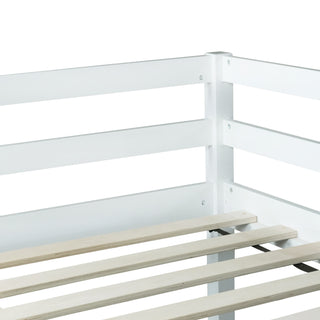 Sunvega Espresso Rubber Wood Low Height Loft Bed with Ladder for Bedroom