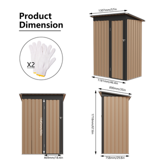 Sunvega 5FT x 3FT Grey Outdoor Pent Roof Garden Tool Storage Shed House