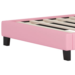 Sunvega Cream Pink Full Size Princess Bed with Crown Headboard and Footboard