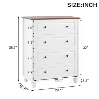Sunvega Modern 4 Drawer Dresser with Wide Tabletop and Metal Handles for Living Room