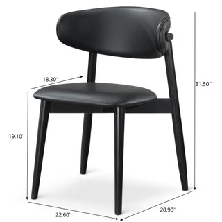 Sunvega Mid Century Modern Vegan Leather Dining Chair Set Of 2 With Black Faux Leather Upholstery