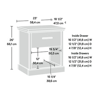 Sunvega Brown Finish Night Stand with Smooth Sliding Drawer and Open Shelf