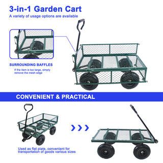 Sunvega Garden Dump Cart with Inflatable Tires and Spacious Bed for Gardening Tasks