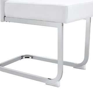 Sunvega Set of 4 White Thickened PU Dining Chairs with Ergonomic Design and Non-Slip Feet