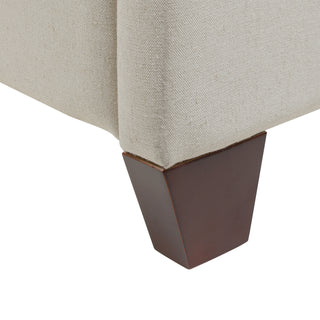 Sunvega Manhattan Shelter King Platform Bed Frame with Wingback Headboard in Light Beige Linen