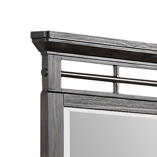 Sunvega Sand Colored Beveled Glass Poster Mirror with Metal Accents