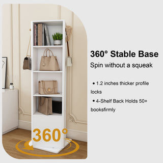 Sunvega 360-Degree Rotating Makeup Jewelry Cabinet with Full-Length Mirror and Coat Rack