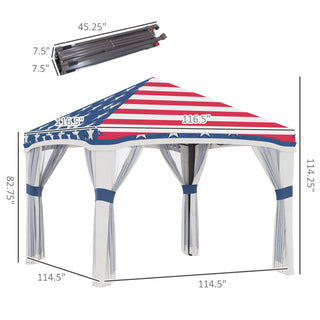 Sunvega Pop Up Canopy Tent with Netting, Wheeled Bag, Sandbags, and 4 Zipper Sidewalls