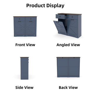 Sunvega Farmhouse Barn Door Style Trash Cabinet for 2 x 10 Gallon Cans