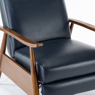Sunvega Modern Chestnut Brown Wood Arm Push Back Recliner in Caramel