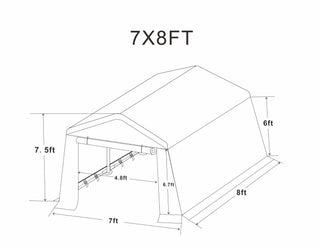 Sunvega 7x8 ft Waterproof UV Resistant Portable Garage Shelter with 2 Zipper Doors