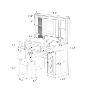 Sunvega Makeup Vanity Desk with Sliding Mirror Dimmable Lights and Charging Station