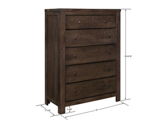 Sunvega Brown Farmhouse Style 5-Drawer Chest with Safety Hardware