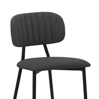 Sunvega Gray Faux Leather and Metal Counter Height Bar Stool with Footrest