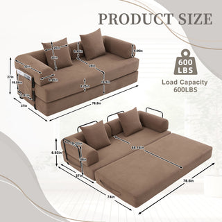 Sunvega Foldable Compressible Sofa with Metal Frame and Cushions for Small Spaces