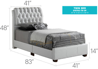 Sunvega Modern White Twin Bed with Sleek Finish for Contemporary Bedroom