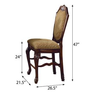 Sunvega Traditional Beige Upholstered Counter Height Stools with Cherry Wood Legs