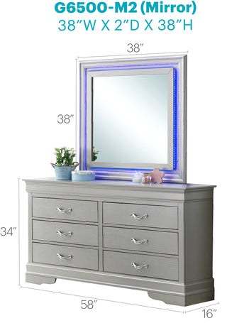 Sunvega Silver Champagne Nightstand with Two Spacious Drawers for Bedroom