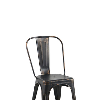 Sunvega Set of 2 Sanded Matte Black Industrial Metal Dining Chairs for Kitchen Cafe Bar