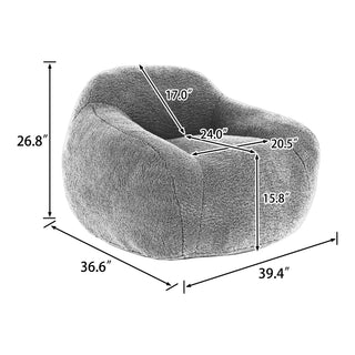 Sunvega Faux Fur Bean Bag Sofa with Memory Foam Filler and Armrests for Living Room