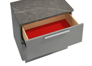 Sunvega Mist Nightstand with Two-Tone High-Gloss Marble Lacquer Finish and Two Spacious Drawers
