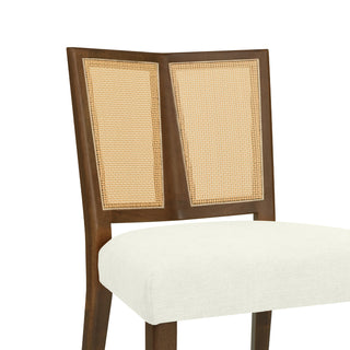 Sunvega Mid-Century Modern Rattan Dining Chairs with Upholstered Seats Set of 2