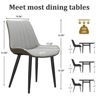 Sunvega Light Grey Dark Grey PU Leather Wave Pattern Armless Dining Chair Set