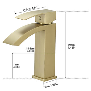Sunvega Brushed Nickel Single Hole Waterfall Bathroom Sink Faucet with Single Handle