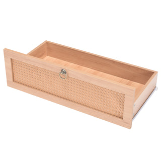 Sunvega Modern 6-Drawer Double Dresser with Rattan Drawers for Bedroom Storage