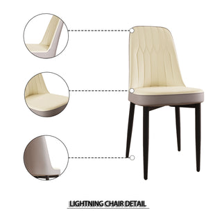 Sunvega Modern PU Leather Dining Chairs with Thick Soft Cushions and Black Metal Legs