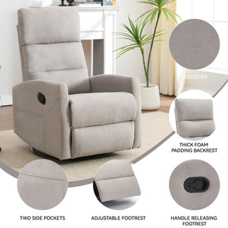 Sunvega Manual Recliner Chair with 360 Degree Swivel and Rocking Function in Grey Fabric