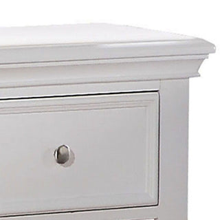 Sunvega Transitional White Nightstand with Drawer and Bottom Shelf for Bedroom