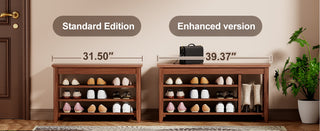 Sunvega Solid Wood Entryway Shoe Rack Bench with Hidden Storage for Boots