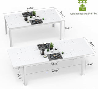 Sunvega Expandable Aluminum Patio Dining Table with E-Coating for 4-6 Person