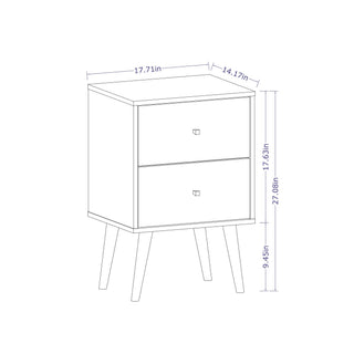 Sunvega Modern White and Brown Nightstand with 2 Drawers for Bedroom