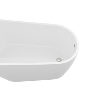 Sunvega 59 Inch Acrylic Freestanding Soaking Tub with Gold Overflow Drain