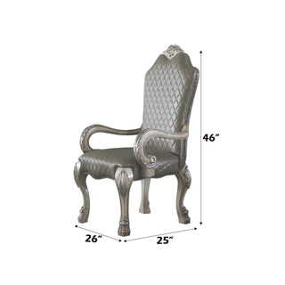 Sunvega Vintage Bone White Finish Synthetic Leather Arm Chair Set of 2