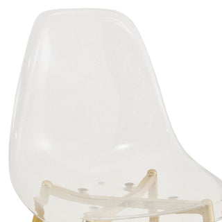 Sunvega Modern Minimalist Transparent PET Plastic Dining Chair with Gold Plated Legs