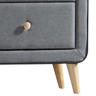 Sunvega Light Grey Upholstered Double Dresser with Six Drawers on Tapered Legs